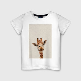 Детская футболка хлопок с принтом жираф в Курске, 100% хлопок | круглый вырез горловины, полуприлегающий силуэт, длина до линии бедер | giraffe | zoo | африканский жираф | жираф | жираф из зоопарка | жирафик | зоопарк