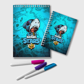 Блокнот с принтом BRAWL STARS LEON SHARK в Курске, 100% бумага | 48 листов, плотность листов — 60 г/м2, плотность картонной обложки — 250 г/м2. Листы скреплены удобной пружинной спиралью. Цвет линий — светло-серый
 | brawl | brawl stars | brawlstars | crow | fire | flame | game | leon | loen | phoenix | shark | star | stars | акула | бравл | браво | вода | звезда | звезды | игра | леон | огонь | пламя | стар | старс | феникс