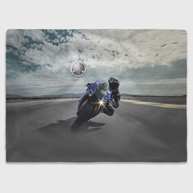 Плед 3D с принтом Yamaha в Курске, 100% полиэстер | закругленные углы, все края обработаны. Ткань не мнется и не растягивается | clouds | helmet | motorcycle | racer | road | route | sky | speed | yamaha | гонщик | дорога | мотоцикл | небо | облака | скорость | трасса | шлем