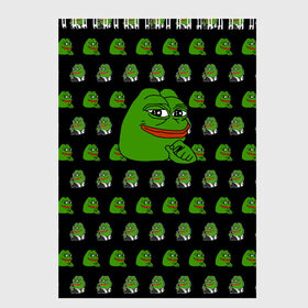 Скетчбук с принтом Frog Pepe в Курске, 100% бумага
 | 48 листов, плотность листов — 100 г/м2, плотность картонной обложки — 250 г/м2. Листы скреплены сверху удобной пружинной спиралью | Тематика изображения на принте: meme | жаба | звук | лягушка | майнкрафт | мем | пепа | пепе | скин