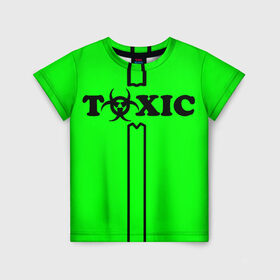 Детская футболка 3D с принтом toxic в Курске, 100% гипоаллергенный полиэфир | прямой крой, круглый вырез горловины, длина до линии бедер, чуть спущенное плечо, ткань немного тянется | Тематика изображения на принте: toxic | противогаз | токсик | токсичный | ядовитый