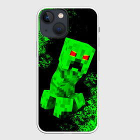 Чехол для iPhone 13 mini с принтом MINECRAFT CREEPER в Курске,  |  | creeper | game | minecraft | блоки | игра | квадраты | компьютерная | крипер | криппер | майнкрафт | огонь