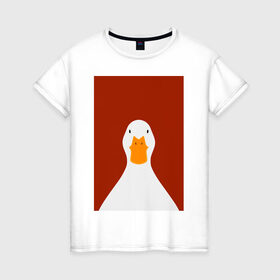 Женская футболка хлопок с принтом Утка в Курске, 100% хлопок | прямой крой, круглый вырез горловины, длина до линии бедер, слегка спущенное плечо | иллюстрация | мем | мемы | рисунок | смешно | современно | утка