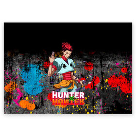 Поздравительная открытка с принтом Хисока Hunter x Hunter в Курске, 100% бумага | плотность бумаги 280 г/м2, матовая, на обратной стороне линовка и место для марки
 | Тематика изображения на принте: anime | hunter | hunter x hunter | zoldyck | аниме | зодиак | охотник | охотники | хисока