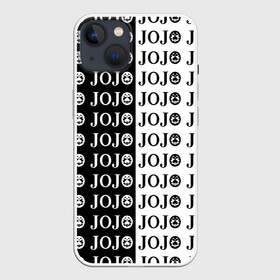 Чехол для iPhone 13 с принтом Логотип джо джо паттерн черно белый в Курске,  |  | anime | jojo | jojo’s bizarre adventure | аниме | анимэ | биззаре адвенчер | джо | джо джо | джоджо | джонатан джостар | дзёсукэ хигасиката | дзётаро кудзё | жожо | игги | кира | лого | манга | невероятные приключения