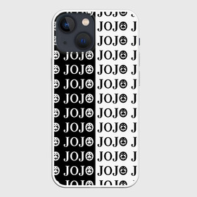 Чехол для iPhone 13 mini с принтом Логотип джо джо паттерн черно белый в Курске,  |  | anime | jojo | jojo’s bizarre adventure | аниме | анимэ | биззаре адвенчер | джо | джо джо | джоджо | джонатан джостар | дзёсукэ хигасиката | дзётаро кудзё | жожо | игги | кира | лого | манга | невероятные приключения