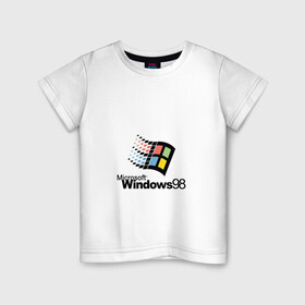 Детская футболка хлопок с принтом Windows 98 в Курске, 100% хлопок | круглый вырез горловины, полуприлегающий силуэт, длина до линии бедер | microsoft | windows | windows98 | виндовс | майкрософт