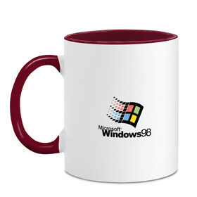 Кружка двухцветная с принтом Windows 98 в Курске, керамика | объем — 330 мл, диаметр — 80 мм. Цветная ручка и кайма сверху, в некоторых цветах — вся внутренняя часть | microsoft | windows | windows98 | виндовс | майкрософт