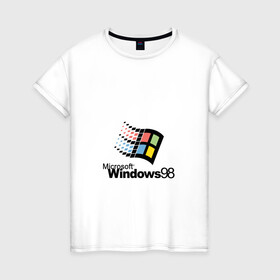 Женская футболка хлопок с принтом Windows 98 в Курске, 100% хлопок | прямой крой, круглый вырез горловины, длина до линии бедер, слегка спущенное плечо | microsoft | windows | windows98 | виндовс | майкрософт