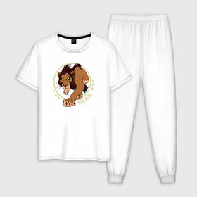 Мужская пижама хлопок с принтом Шрам в Курске, 100% хлопок | брюки и футболка прямого кроя, без карманов, на брюках мягкая резинка на поясе и по низу штанин
 | scar | the lion king | vdkimel | король лев | шрам