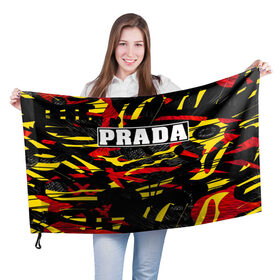 Флаг 3D с принтом PRADA в Курске, 100% полиэстер | плотность ткани — 95 г/м2, размер — 67 х 109 см. Принт наносится с одной стороны | prada | prada gang | prada style | prada принт | prada футболка | парада стиль | прада | прада принт | прада футболка