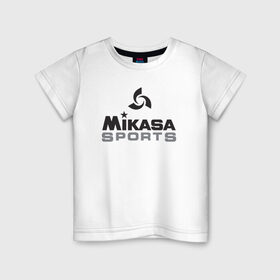 Детская футболка хлопок с принтом MIKASA SPORTS в Курске, 100% хлопок | круглый вырез горловины, полуприлегающий силуэт, длина до линии бедер | beach | mikasa | voleybal | volleyball | волебол | волейбол | волейболист | волейболистка | воллейбол | микаса | пляжный