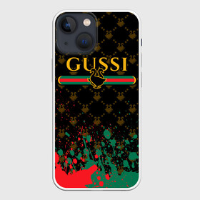 Чехол для iPhone 13 mini с принтом GUSSI   ГУСИ в Курске,  |  | anti | antibrand | brand | fashion | gucci | gusi | gussi | logo | meme | memes | анти | антибренд | бренд | гуси | гуччи | забавные | лого | логотип | мем | мемы | мода | прикол | приколы | прикольные | символ