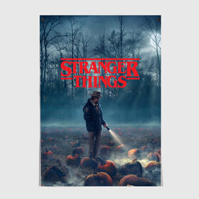 Постер с принтом Stranger Things в Курске, 100% бумага
 | бумага, плотность 150 мг. Матовая, но за счет высокого коэффициента гладкости имеет небольшой блеск и дает на свету блики, но в отличии от глянцевой бумаги не покрыта лаком | Тематика изображения на принте: 11 | demogorgon | dustin | eleven | jim hopper | lucas | mike | nancy | netflix | steve | will | билли | дастин | демогоргон | джойс | джонатан | дина | загадочные события | лукас | майк | макс | нетфликс | нэнси | оди | одиннадцать