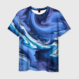 Мужская футболка 3D с принтом Абстрактные волны в Курске, 100% полиэфир | прямой крой, круглый вырез горловины, длина до линии бедер | абстракция | акрил | волны | градиент | тай дай