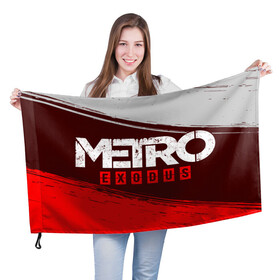 Флаг 3D с принтом METRO EXODUS / МЕТРО ИСХОД в Курске, 100% полиэстер | плотность ткани — 95 г/м2, размер — 67 х 109 см. Принт наносится с одной стороны | exodus | game | games | logo | metro | sam | sparta | spartan | игра | игры | исход | лого | логотип | логотипы | метро | символ | символы | спарта | спартанец | сэм | эксодус