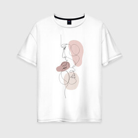 Женская футболка хлопок Oversize с принтом Эстетика минимализм в Курске, 100% хлопок | свободный крой, круглый ворот, спущенный рукав, длина до линии бедер
 | casual | арт минимализм | арт одной линией | минимализм | одна линия | эстетика