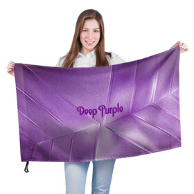 Флаг 3D с принтом Deep Purple в Курске, 100% полиэстер | плотность ткани — 95 г/м2, размер — 67 х 109 см. Принт наносится с одной стороны | deep | logo | purple | rock | whoosh | группа | знаменитости | лого | надпись | рок | текст