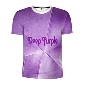 Мужская футболка 3D спортивная с принтом Deep Purple в Курске, 100% полиэстер с улучшенными характеристиками | приталенный силуэт, круглая горловина, широкие плечи, сужается к линии бедра | deep | logo | purple | rock | whoosh | группа | знаменитости | лого | надпись | рок | текст