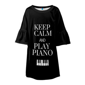 Детское платье 3D с принтом Keep calm and play piano в Курске, 100% полиэстер | прямой силуэт, чуть расширенный к низу. Круглая горловина, на рукавах — воланы | keep calm and play piano | piano | клавиши | музыка | музыкант | пианисты | фортепиано