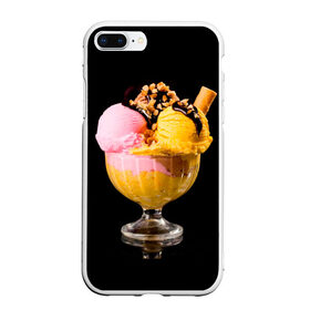 Чехол для iPhone 7Plus/8 Plus матовый с принтом Мороженое в Курске, Силикон | Область печати: задняя сторона чехла, без боковых панелей | Тематика изображения на принте: мороженое | сладости | стакан | чёрный | шоколад