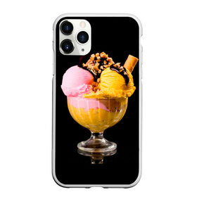 Чехол для iPhone 11 Pro Max матовый с принтом Мороженое в Курске, Силикон |  | Тематика изображения на принте: мороженое | сладости | стакан | чёрный | шоколад