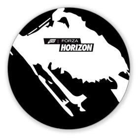 Коврик для мышки круглый с принтом Forza Horizon в Курске, резина и полиэстер | круглая форма, изображение наносится на всю лицевую часть | Тематика изображения на принте: fh4 | forza | games | horizon | playground | авто | гонки | горизонт | машины | сила | фестиваль | форза | хоризон