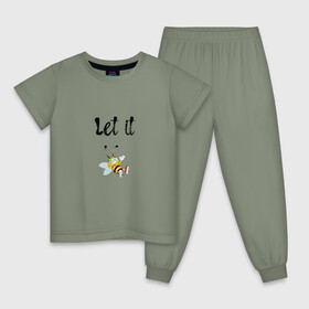 Детская пижама хлопок с принтом Let it bee в Курске, 100% хлопок |  брюки и футболка прямого кроя, без карманов, на брюках мягкая резинка на поясе и по низу штанин
 | Тематика изображения на принте: bee | let it be | let it bee | битлз | пчела