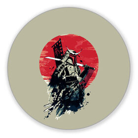 Коврик для мышки круглый с принтом Samurai man в Курске, резина и полиэстер | круглая форма, изображение наносится на всю лицевую часть | Тематика изображения на принте: бамбук | катана | сакура | самурай | япония