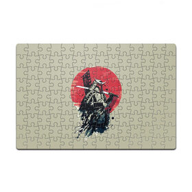 Пазл магнитный 126 элементов с принтом Samurai man в Курске, полимерный материал с магнитным слоем | 126 деталей, размер изделия —  180*270 мм | бамбук | катана | сакура | самурай | япония