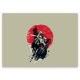 Поздравительная открытка с принтом Samurai man в Курске, 100% бумага | плотность бумаги 280 г/м2, матовая, на обратной стороне линовка и место для марки
 | бамбук | катана | сакура | самурай | япония