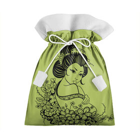 Подарочный 3D мешок с принтом Geisha 23 в Курске, 100% полиэстер | Размер: 29*39 см | Тематика изображения на принте: девушка | сакура | цветы | япония