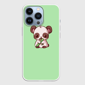 Чехол для iPhone 13 Pro с принтом пандочка с бамбуком в Курске,  |  | бамбук | бирюзовый | милая панда | милое существо | милость | мультяшка | мультяшная панда | панда | панда с бамбуком