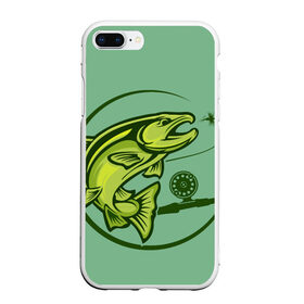 Чехол для iPhone 7Plus/8 Plus матовый с принтом Large fish в Курске, Силикон | Область печати: задняя сторона чехла, без боковых панелей | океан | рыбалка | рыбы | спининг