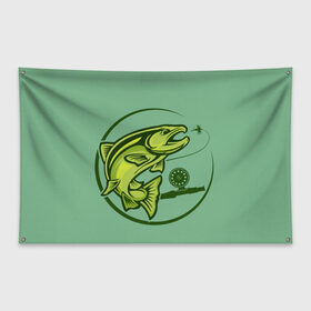 Флаг-баннер с принтом Large fish в Курске, 100% полиэстер | размер 67 х 109 см, плотность ткани — 95 г/м2; по краям флага есть четыре люверса для крепления | океан | рыбалка | рыбы | спининг