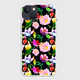 Чехол для iPhone 13 с принтом Разноцветие в Курске,  |  | fashion | flower pattern | бабочки | девушкам | зелень | лепестки | лето | листья | маки | марта | нежные | паттерн | пионы | подарок | природа | растения | ромашки | тропики | тропические | узоры | цветочки