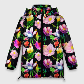 Женская зимняя куртка 3D с принтом Разноцветие в Курске, верх — 100% полиэстер; подкладка — 100% полиэстер; утеплитель — 100% полиэстер | длина ниже бедра, силуэт Оверсайз. Есть воротник-стойка, отстегивающийся капюшон и ветрозащитная планка. 

Боковые карманы с листочкой на кнопках и внутренний карман на молнии | fashion | flower pattern | бабочки | девушкам | зелень | лепестки | лето | листья | маки | марта | нежные | паттерн | пионы | подарок | природа | растения | ромашки | тропики | тропические | узоры | цветочки