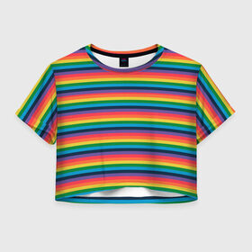 Женская футболка Crop-top 3D с принтом Радужный флаг в Курске, 100% полиэстер | круглая горловина, длина футболки до линии талии, рукава с отворотами | pride | rainbow | tiktok | мем | оля тыква | подсяду | прайд | привет | привет я подсяду | радуга | радужный флаг | тик ток | тикток | феминизм | феминитивы | я подсяду