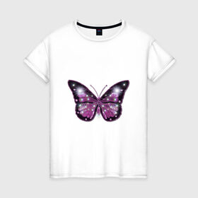 Женская футболка хлопок с принтом бабочка в Курске, 100% хлопок | прямой крой, круглый вырез горловины, длина до линии бедер, слегка спущенное плечо | бабочка | бабочка с распахнутыми крыльями | большая большая | большие крылья | крылья | лето | насекомое.