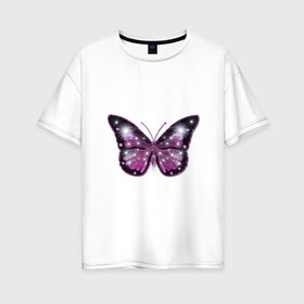 Женская футболка хлопок Oversize с принтом бабочка в Курске, 100% хлопок | свободный крой, круглый ворот, спущенный рукав, длина до линии бедер
 | Тематика изображения на принте: бабочка | бабочка с распахнутыми крыльями | большая большая | большие крылья | крылья | лето | насекомое.