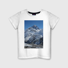 Детская футболка хлопок с принтом Эверест в Курске, 100% хлопок | круглый вырез горловины, полуприлегающий силуэт, длина до линии бедер | вершина | возвышеность | гора | холм | эверест