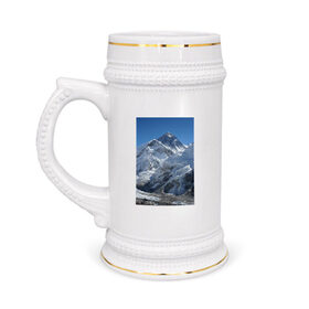 Кружка пивная с принтом Эверест в Курске,  керамика (Материал выдерживает высокую температуру, стоит избегать резкого перепада температур) |  объем 630 мл | вершина | возвышеность | гора | холм | эверест