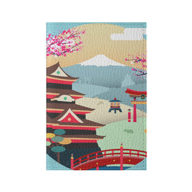 Обложка для паспорта матовая кожа с принтом Tokyo в Курске, натуральная матовая кожа | размер 19,3 х 13,7 см; прозрачные пластиковые крепления | Тематика изображения на принте: горы | остров | сакура | токио | япония