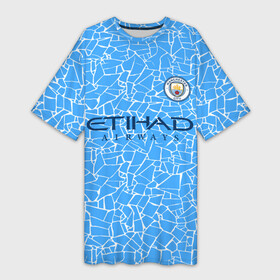 Платье-футболка 3D с принтом Manchester City 20 21 Home Kit в Курске,  |  | Тематика изображения на принте: champions | citi | city | fifa | football | manchester | soccer | uefa | world cup | англия | клуб | лига чемпионов | манчестер | сити | фифа | фк | форма | формы | футбол