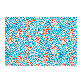 Магнитный плакат 3Х2 с принтом Узор ягоды и листья в Курске, Полимерный материал с магнитным слоем | 6 деталей размером 9*9 см | акварельный | листья | патерн | повседневный | природа | узор | ягоды