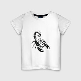 Детская футболка хлопок с принтом sсorpio,скорпион в Курске, 100% хлопок | круглый вырез горловины, полуприлегающий силуэт, длина до линии бедер | Тематика изображения на принте: sсorpio | артхаус | скорпион | черное на белом