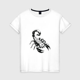 Женская футболка хлопок с принтом sсorpio,скорпион в Курске, 100% хлопок | прямой крой, круглый вырез горловины, длина до линии бедер, слегка спущенное плечо | sсorpio | артхаус | скорпион | черное на белом