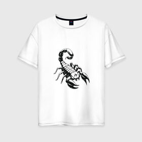Женская футболка хлопок Oversize с принтом sсorpio,скорпион в Курске, 100% хлопок | свободный крой, круглый ворот, спущенный рукав, длина до линии бедер
 | sсorpio | артхаус | скорпион | черное на белом
