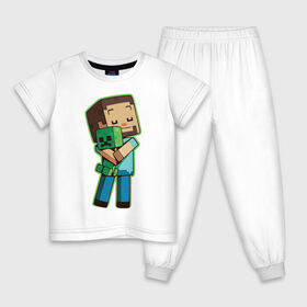 Детская пижама хлопок с принтом Minecraft в Курске, 100% хлопок |  брюки и футболка прямого кроя, без карманов, на брюках мягкая резинка на поясе и по низу штанин
 | биом | выживание | игра | куб | персонаж