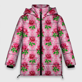 Женская зимняя куртка 3D с принтом Декор из нежных роз в Курске, верх — 100% полиэстер; подкладка — 100% полиэстер; утеплитель — 100% полиэстер | длина ниже бедра, силуэт Оверсайз. Есть воротник-стойка, отстегивающийся капюшон и ветрозащитная планка. 

Боковые карманы с листочкой на кнопках и внутренний карман на молнии | fashion | flower pattern | girl | pink | roses | винтаж | винтажные | девушкам | зелень | лепестки | лето | листья | марта | нежные | пастельные | паттерн | пионы | подарок | природа | растения | ретро | роза | розы | узор